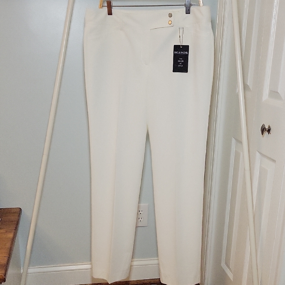 Zac & Rachel Cream Straight Leg Trousers runs like a 12